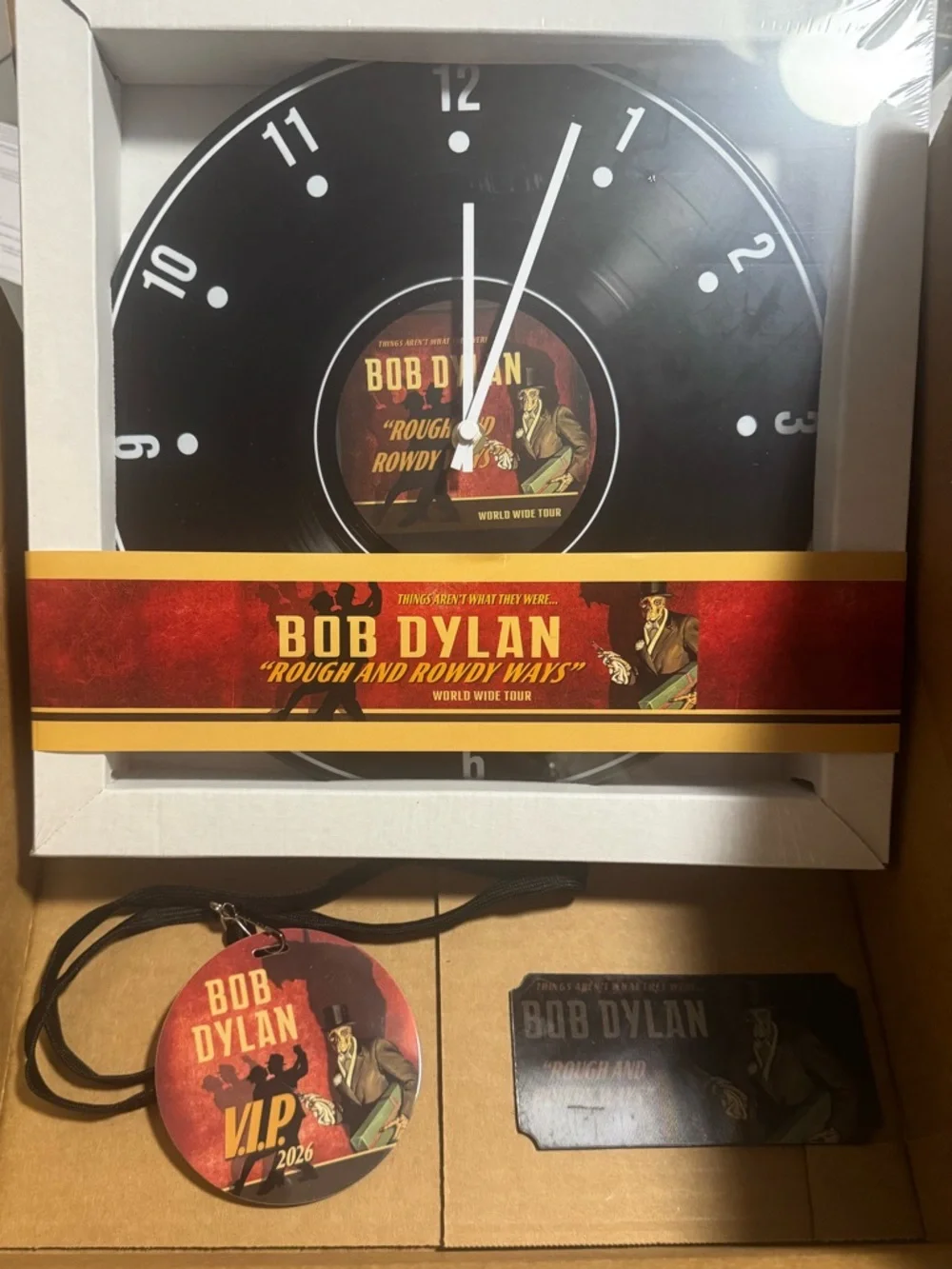 Black and Red Bob Dylan 'Rough and Rowdy Ways' Wall Clock